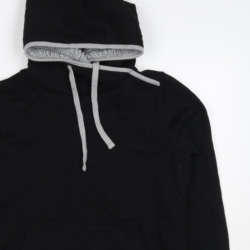 G by Garcia Men’s Black L Sherpa Lined Pullover Hoodie Kangaroo Pocket