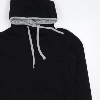 G by Garcia Men’s Black L Sherpa Lined Pullover Hoodie Kangaroo Pocket