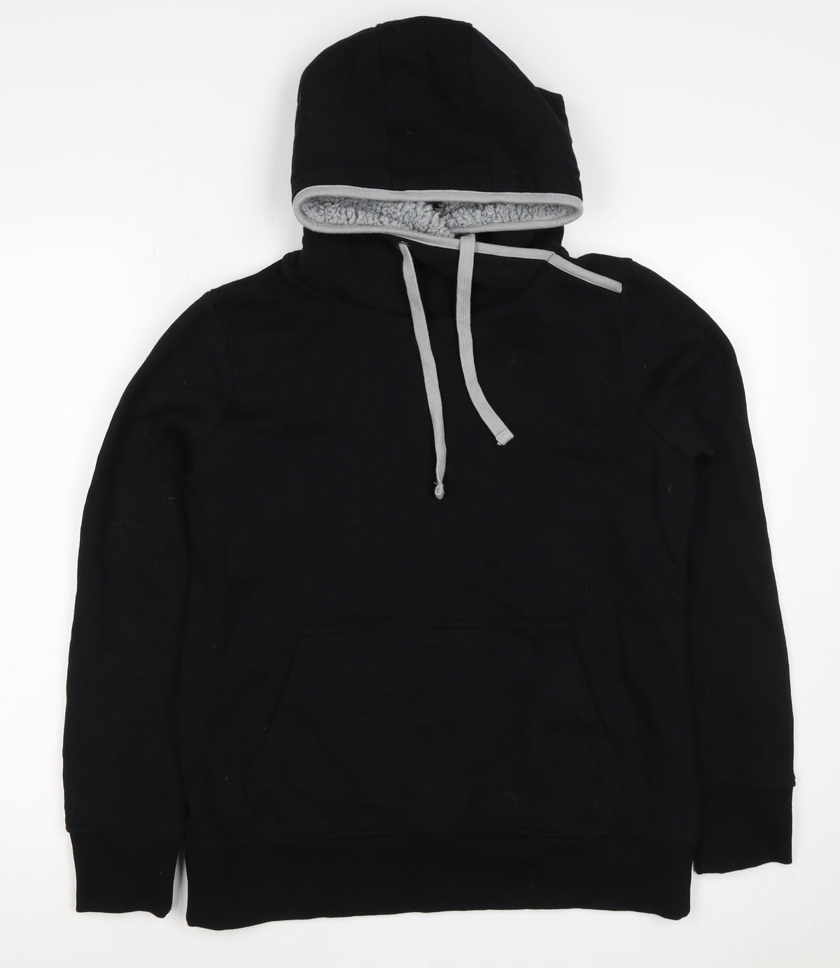 G by Garcia Men’s Black L Sherpa Lined Pullover Hoodie Kangaroo Pocket