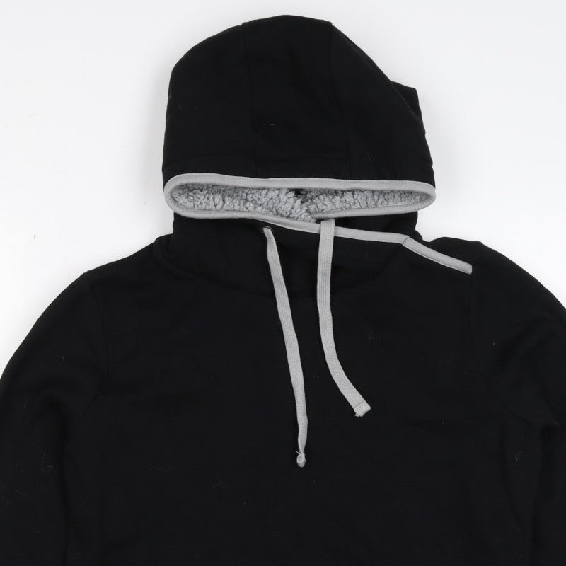G by Garcia Men’s Black L Sherpa Lined Pullover Hoodie Kangaroo Pocket
