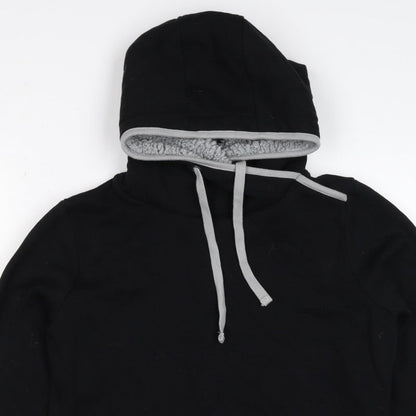 G by Garcia Men’s Black L Sherpa Lined Pullover Hoodie Kangaroo Pocket