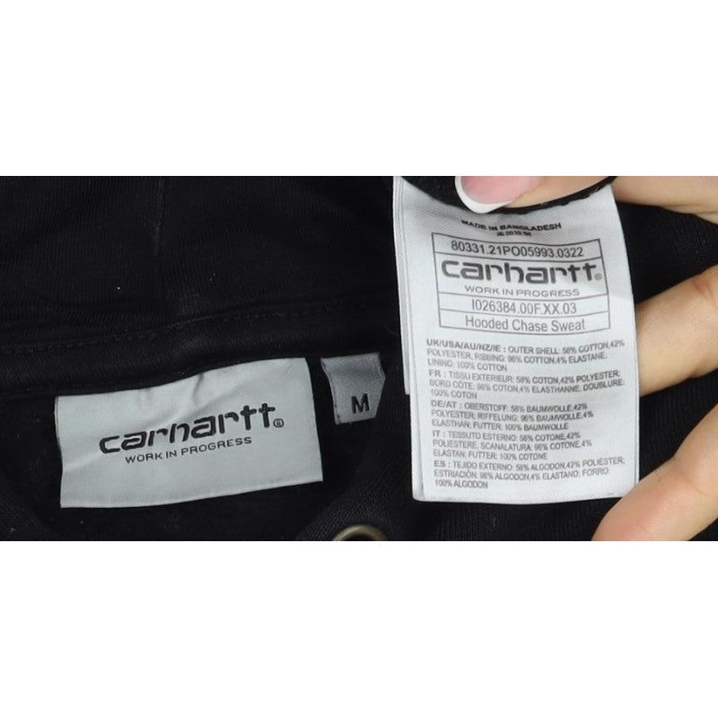 Carhartt Men Black M Pullover Hoodie Hooded Logo Cotton Blend