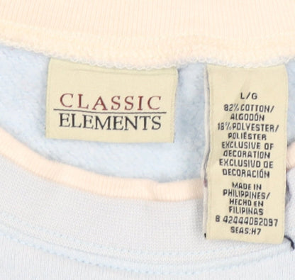 Classic Elements Women’s Blue L Christmas Snowman Embroidered Sweatshirt