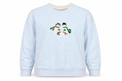 Classic Elements Women’s Blue L Christmas Snowman Embroidered Sweatshirt
