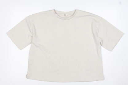 River Island Women Ivory M Relaxed Stretch Jersey Basic T-Shirt