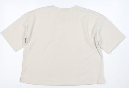River Island Women Ivory M Relaxed Stretch Jersey Basic T-Shirt