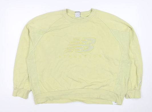 New Balance Women's Yellow XL Logo Pullover Crew Neck Sweatshirt