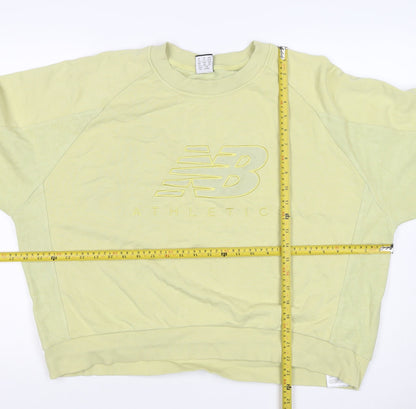 New Balance Women's Yellow XL Logo Pullover Crew Neck Sweatshirt