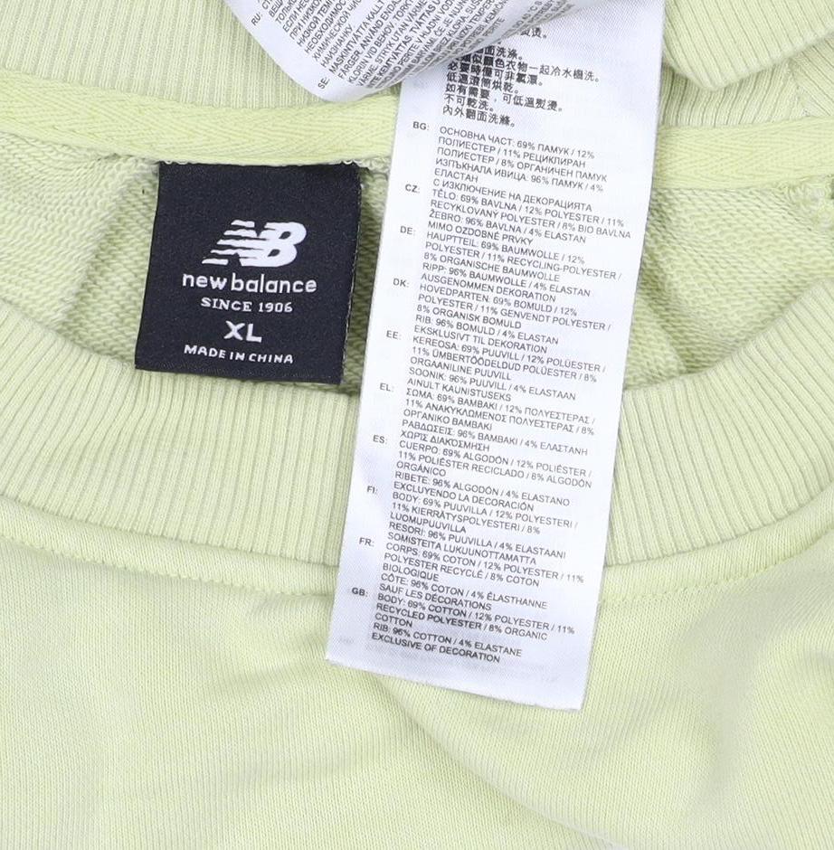 New Balance Women's Yellow XL Logo Pullover Crew Neck Sweatshirt