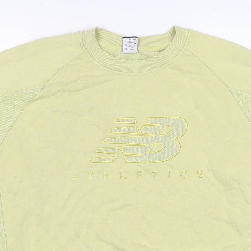 New Balance Women's Yellow XL Logo Pullover Crew Neck Sweatshirt