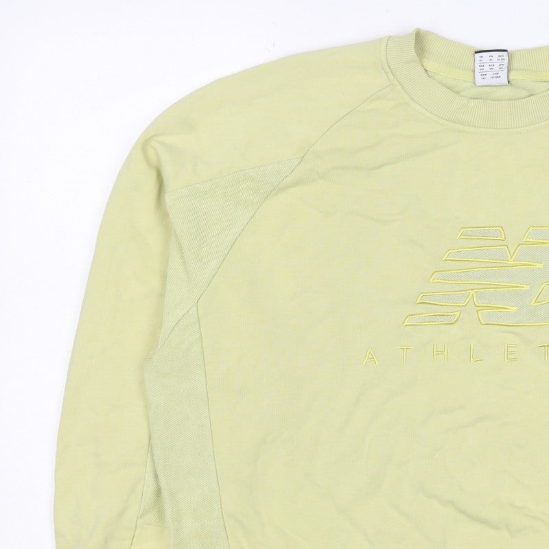 New Balance Women's Yellow XL Logo Pullover Crew Neck Sweatshirt