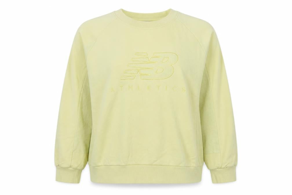 New Balance Women's Yellow XL Logo Pullover Crew Neck Sweatshirt