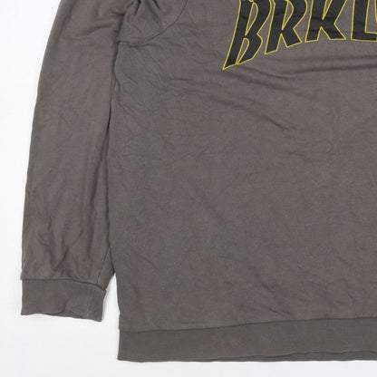 New Look Men Brown 7XL Brooklyn Graphic Print Crew Neck Pullover Jumper