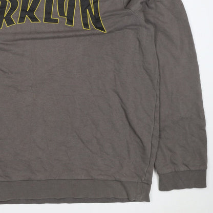 New Look Men Brown 7XL Brooklyn Graphic Print Crew Neck Pullover Jumper