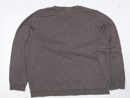 New Look Men Brown 7XL Brooklyn Graphic Print Crew Neck Pullover Jumper