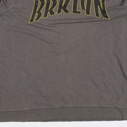 New Look Men Brown 7XL Brooklyn Graphic Print Crew Neck Pullover Jumper