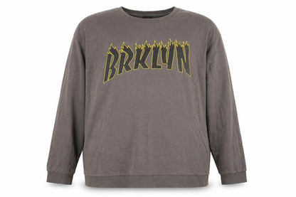 New Look Men Brown 7XL Brooklyn Graphic Print Crew Neck Pullover Jumper