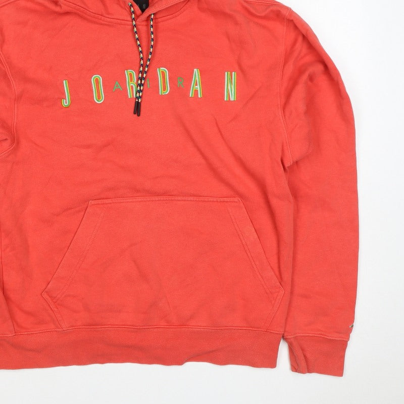 Jordan Boys Red M Pullover Hoodie Logo Fleece Kangaroo Pocket