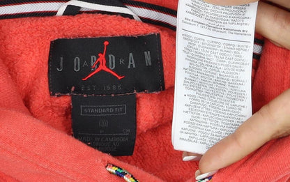 Jordan Boys Red M Pullover Hoodie Logo Fleece Kangaroo Pocket