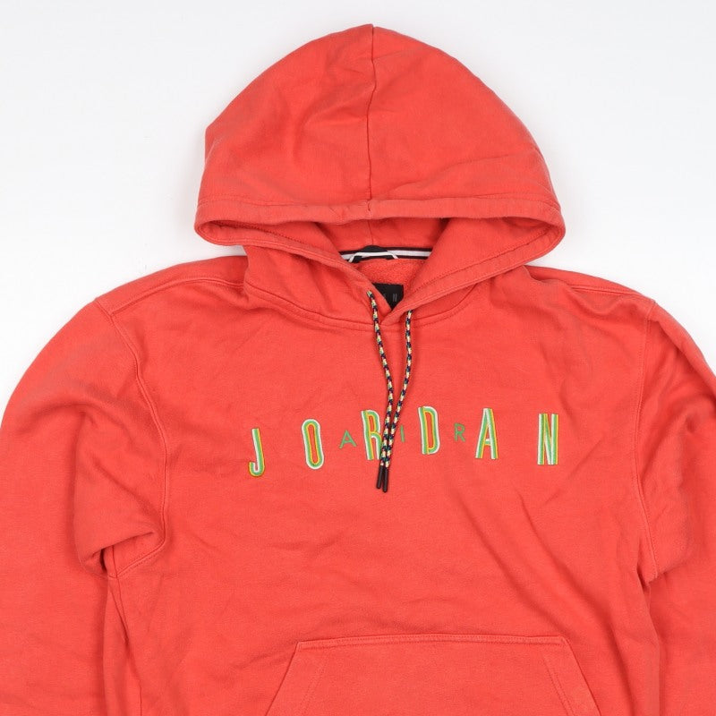 Jordan Boys Red M Pullover Hoodie Logo Fleece Kangaroo Pocket