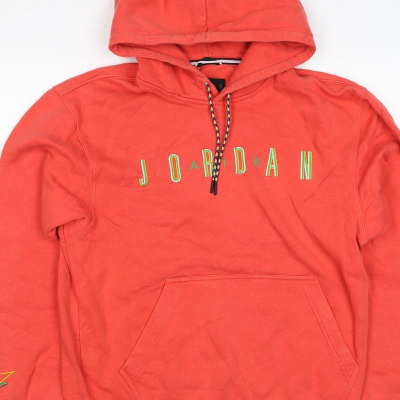 Jordan Boys Red M Pullover Hoodie Logo Fleece Kangaroo Pocket