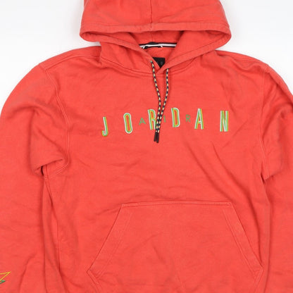 Jordan Boys Red M Pullover Hoodie Logo Fleece Kangaroo Pocket