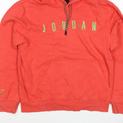 Jordan Boys Red M Pullover Hoodie Logo Fleece Kangaroo Pocket