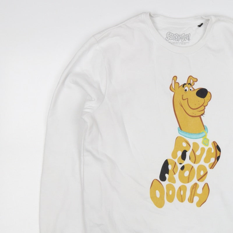Scooby-Doo Men’s White XL Pullover Graphic Print Sweatshirt Cartoon Dog