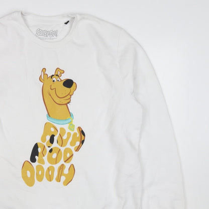 Scooby-Doo Men’s White XL Pullover Graphic Print Sweatshirt Cartoon Dog