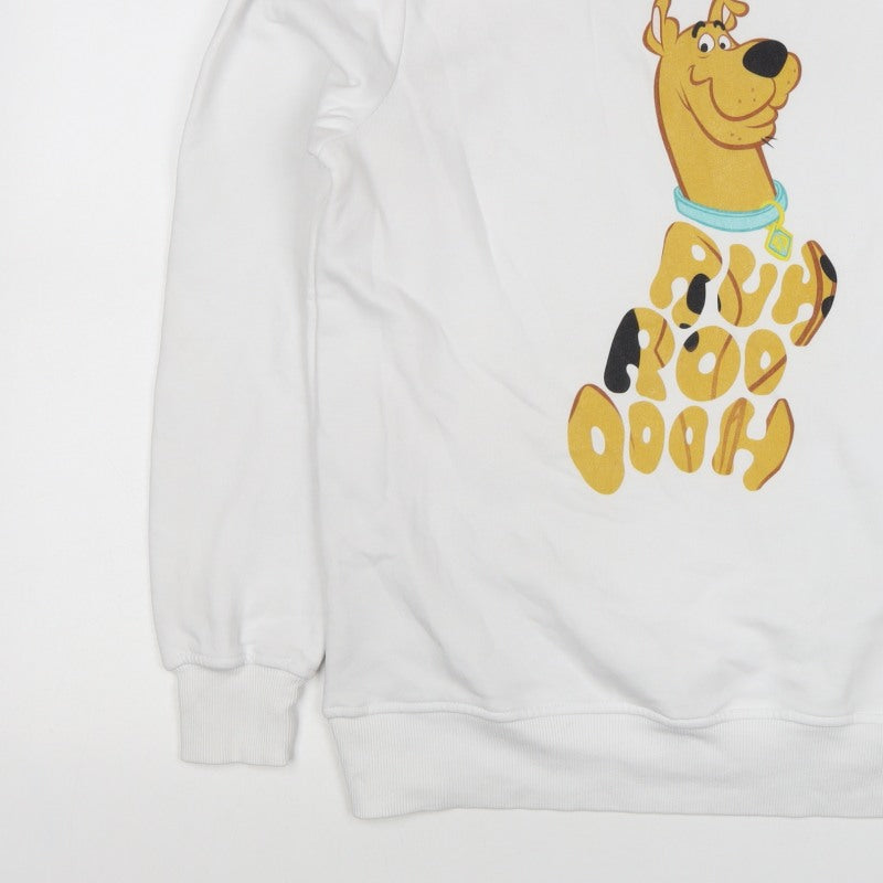 Scooby-Doo Men’s White XL Pullover Graphic Print Sweatshirt Cartoon Dog