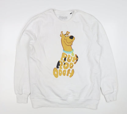 Scooby-Doo Men’s White XL Pullover Graphic Print Sweatshirt Cartoon Dog