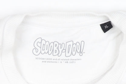 Scooby-Doo Men’s White XL Pullover Graphic Print Sweatshirt Cartoon Dog