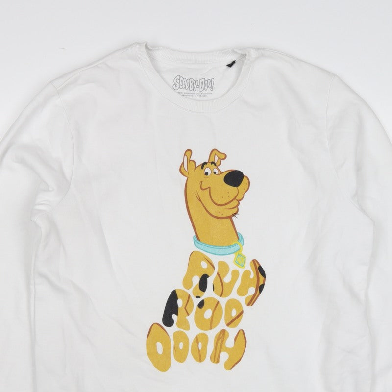 Scooby-Doo Men’s White XL Pullover Graphic Print Sweatshirt Cartoon Dog