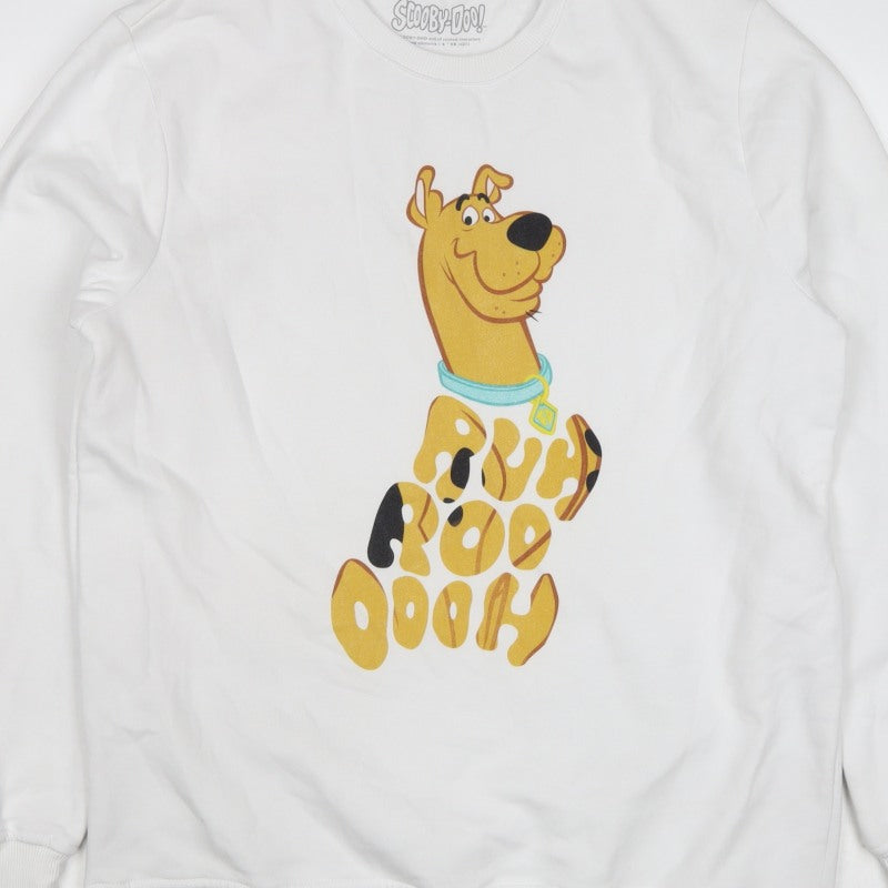 Scooby-Doo Men’s White XL Pullover Graphic Print Sweatshirt Cartoon Dog