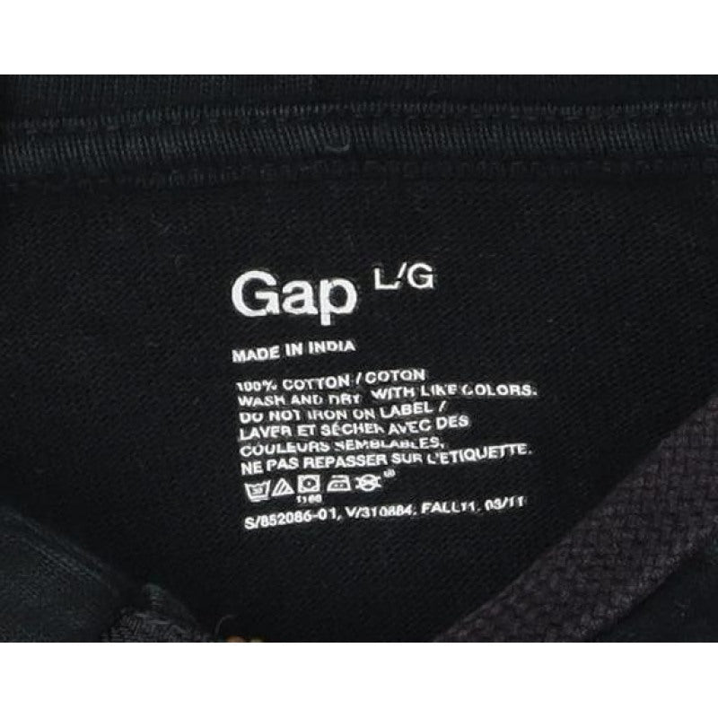Gap Men’s Black L Full Zip Hooded Cotton Fleece Hoodie