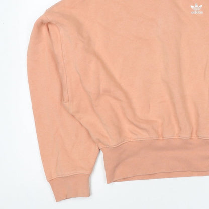 Adidas Women Pink UK 10 Pullover Crew Neck Logo Sweatshirt