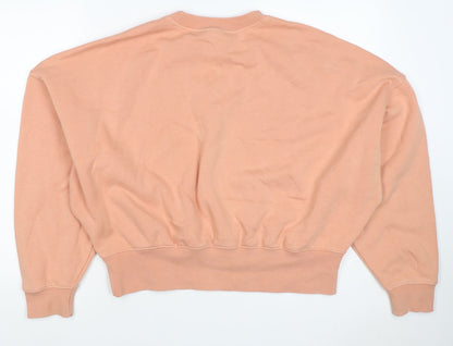 Adidas Women Pink UK 10 Pullover Crew Neck Logo Sweatshirt