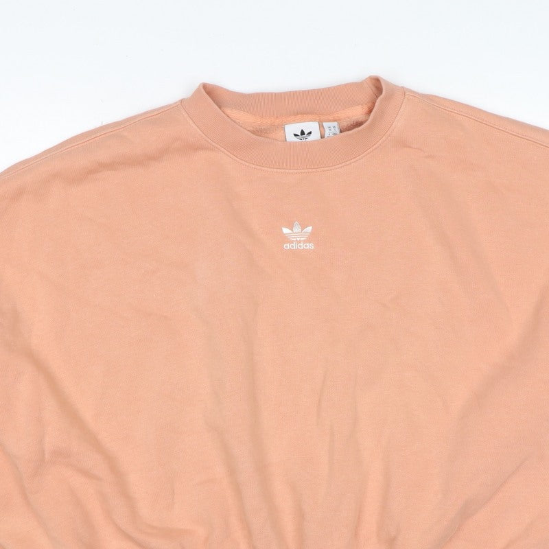 Adidas Women Pink UK 10 Pullover Crew Neck Logo Sweatshirt