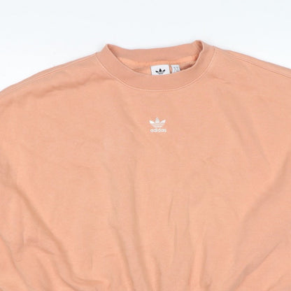 Adidas Women Pink UK 10 Pullover Crew Neck Logo Sweatshirt