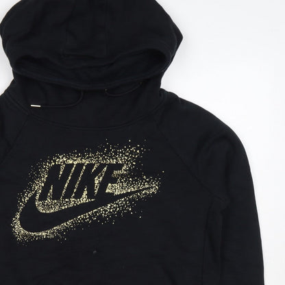 Nike Women's Black M Pullover Hoodie Gold Logo Graphic Hooded