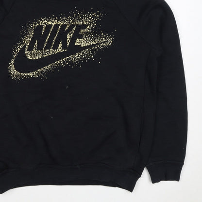 Nike Women's Black M Pullover Hoodie Gold Logo Graphic Hooded