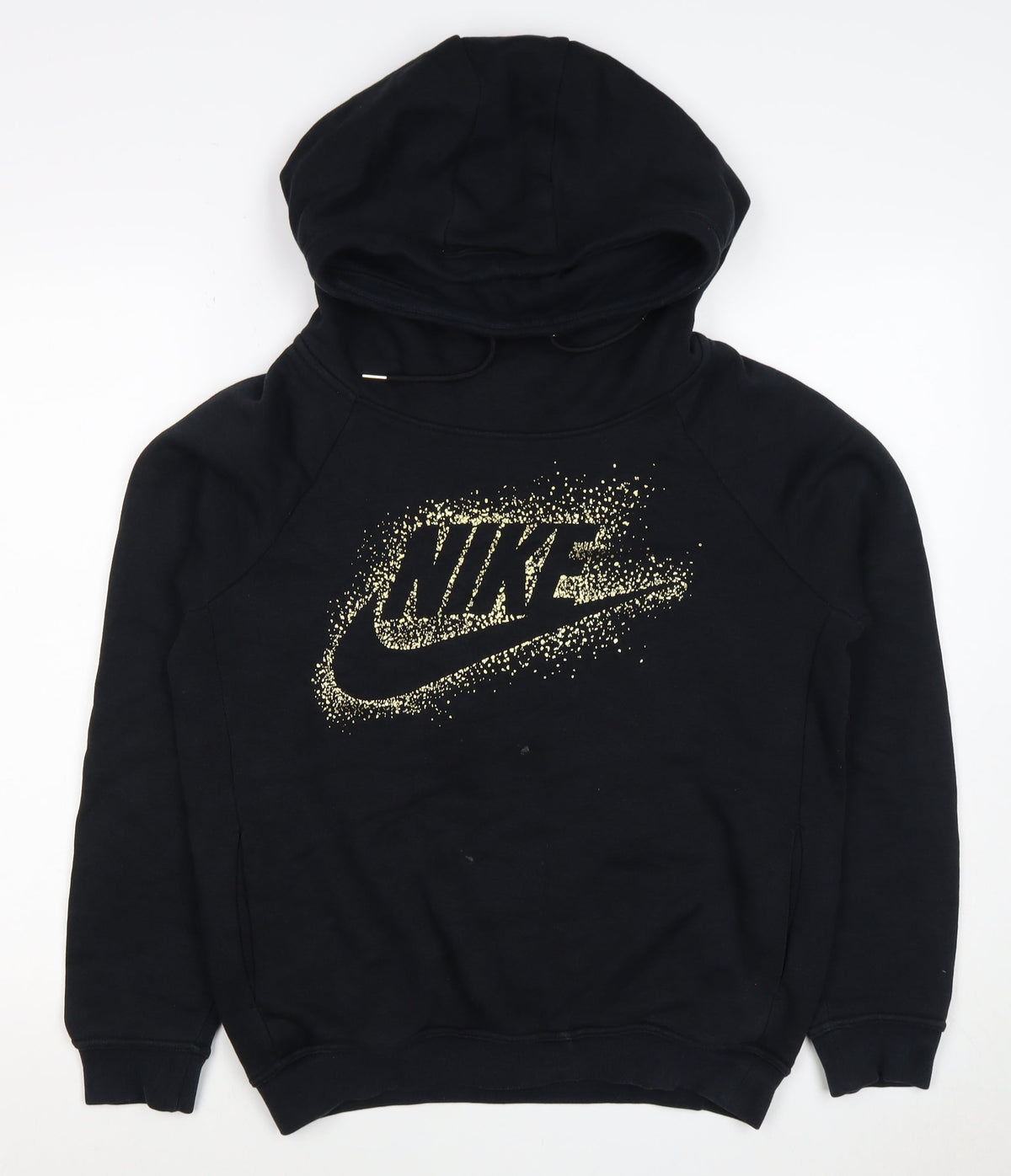 Nike Women's Black M Pullover Hoodie Gold Logo Graphic Hooded
