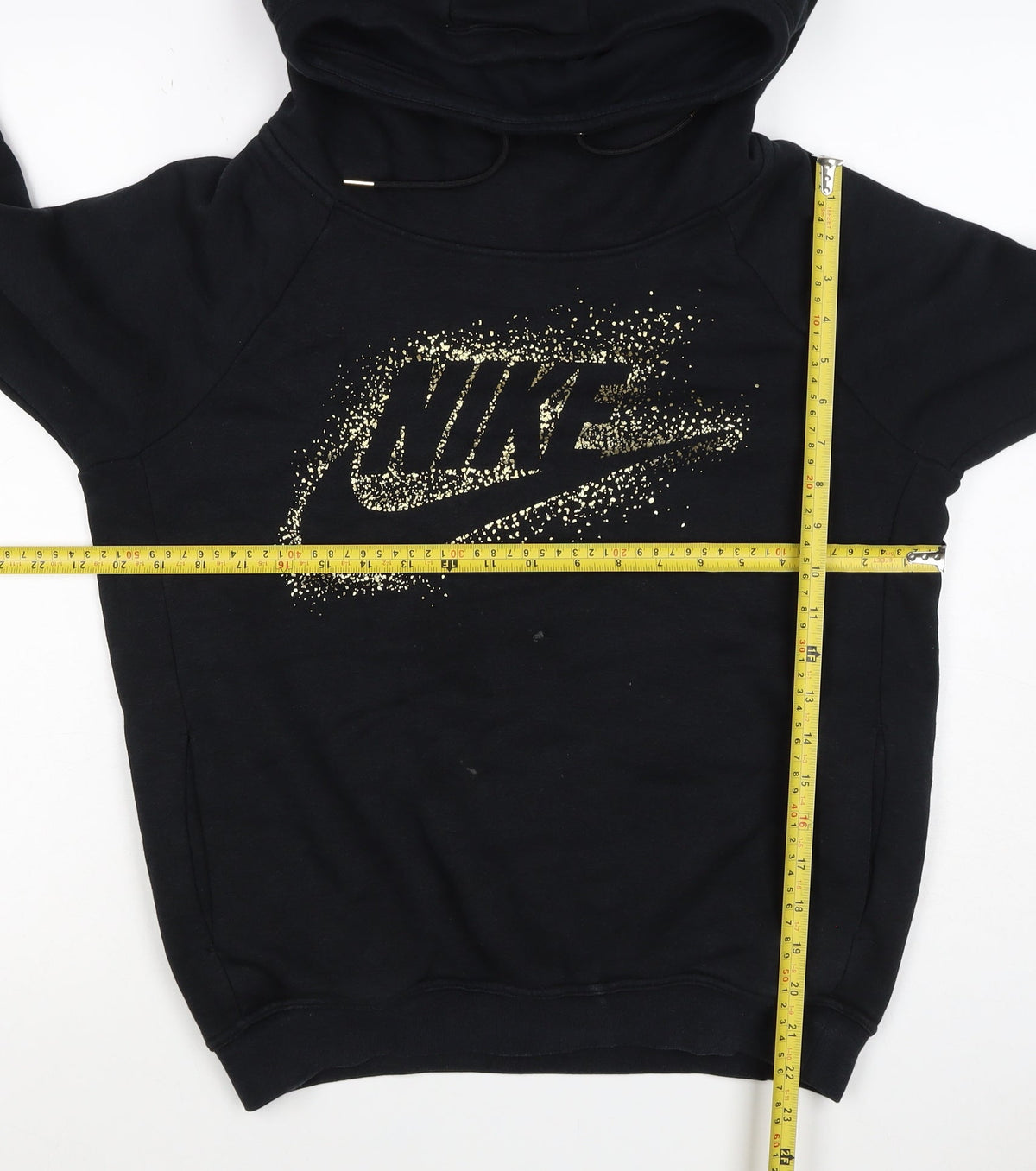 Nike Women's Black M Pullover Hoodie Gold Logo Graphic Hooded