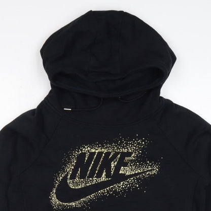 Nike Women's Black M Pullover Hoodie Gold Logo Graphic Hooded