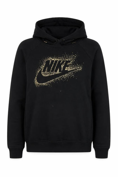 Nike Women's Black M Pullover Hoodie Gold Logo Graphic Hooded
