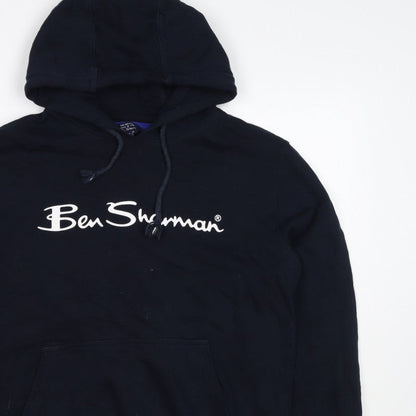 Ben Sherman Men’s Blue M Pullover Hoodie Logo Cotton Drawstring