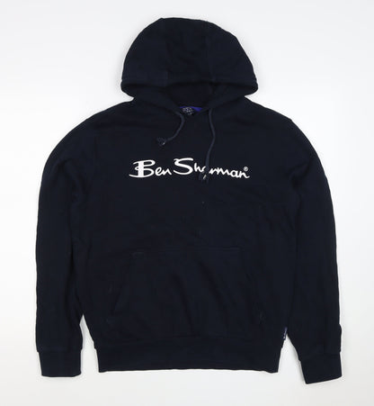 Ben Sherman Men’s Blue M Pullover Hoodie Logo Cotton Drawstring
