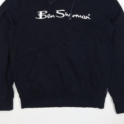 Ben Sherman Men’s Blue M Pullover Hoodie Logo Cotton Drawstring