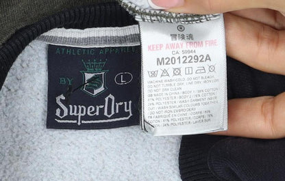 Superdry Men’s Green Black L Pullover Crew Neck Logo Sweatshirt