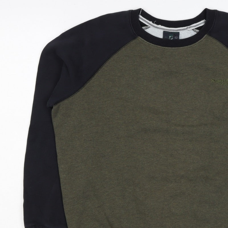 Superdry Men’s Green Black L Pullover Crew Neck Logo Sweatshirt